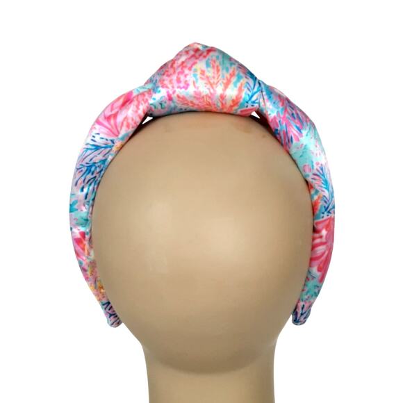 Lilly Pulitzer Satin Knotted Headband 3” Wide Splashdance Multi Chunky Hair Band - Picture 5 of 7
